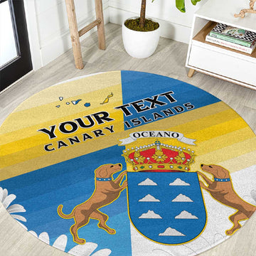 Personalized Canary Islands Round Carpet Coat Of Arms Argyranthemum Frutescens LT15