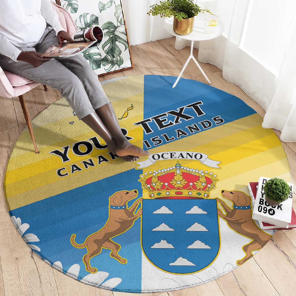 Personalized Canary Islands Round Carpet Coat Of Arms Argyranthemum Frutescens LT15