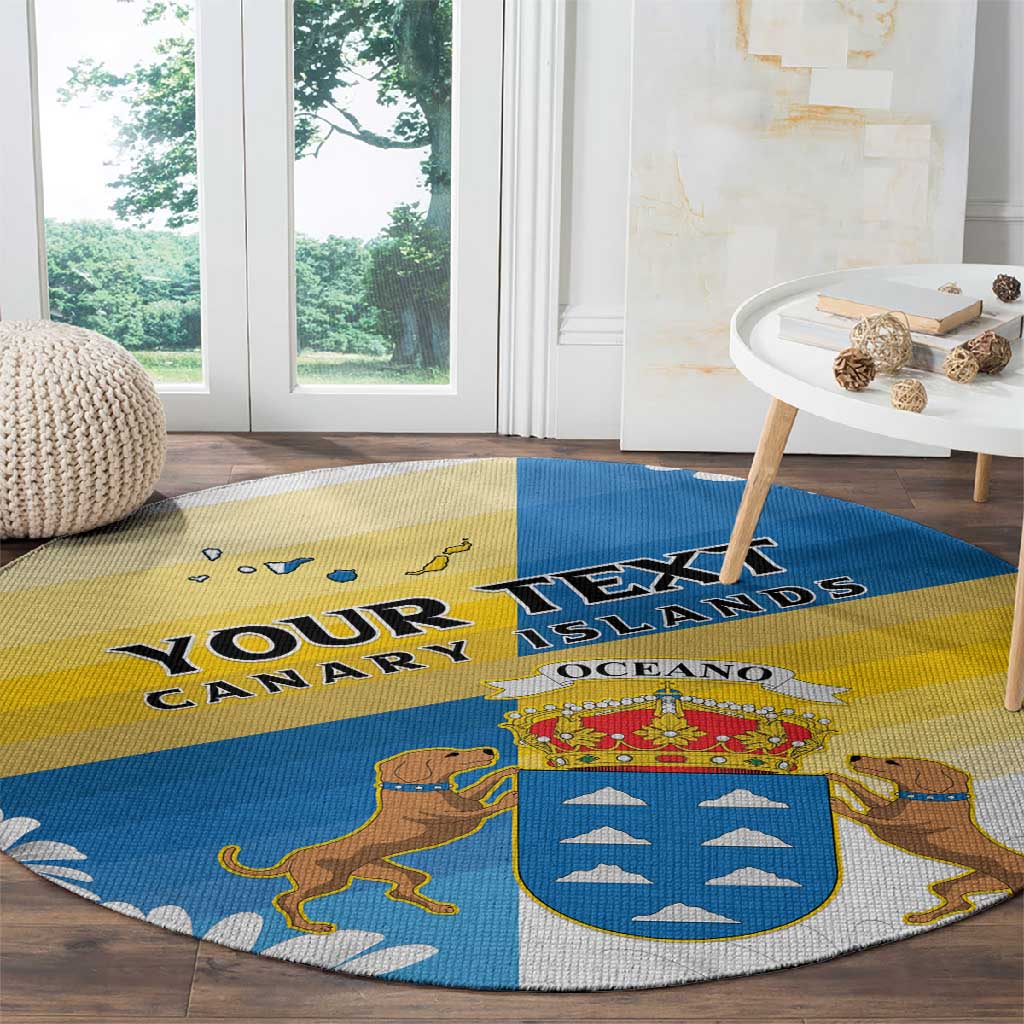 Personalized Canary Islands Round Carpet Coat Of Arms Argyranthemum Frutescens LT15