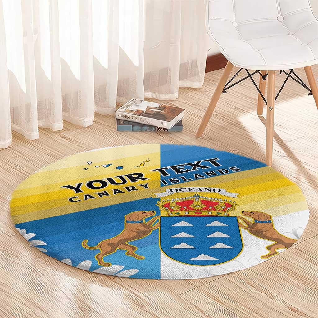 Personalized Canary Islands Round Carpet Coat Of Arms Argyranthemum Frutescens LT15