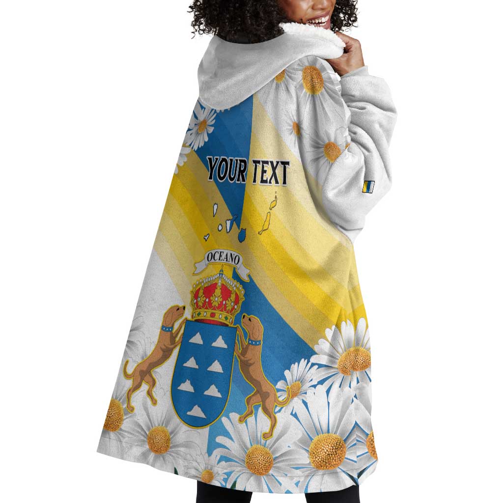 Personalized Canary Islands Wearable Blanket Hoodie Coat Of Arms Argyranthemum Frutescens LT15