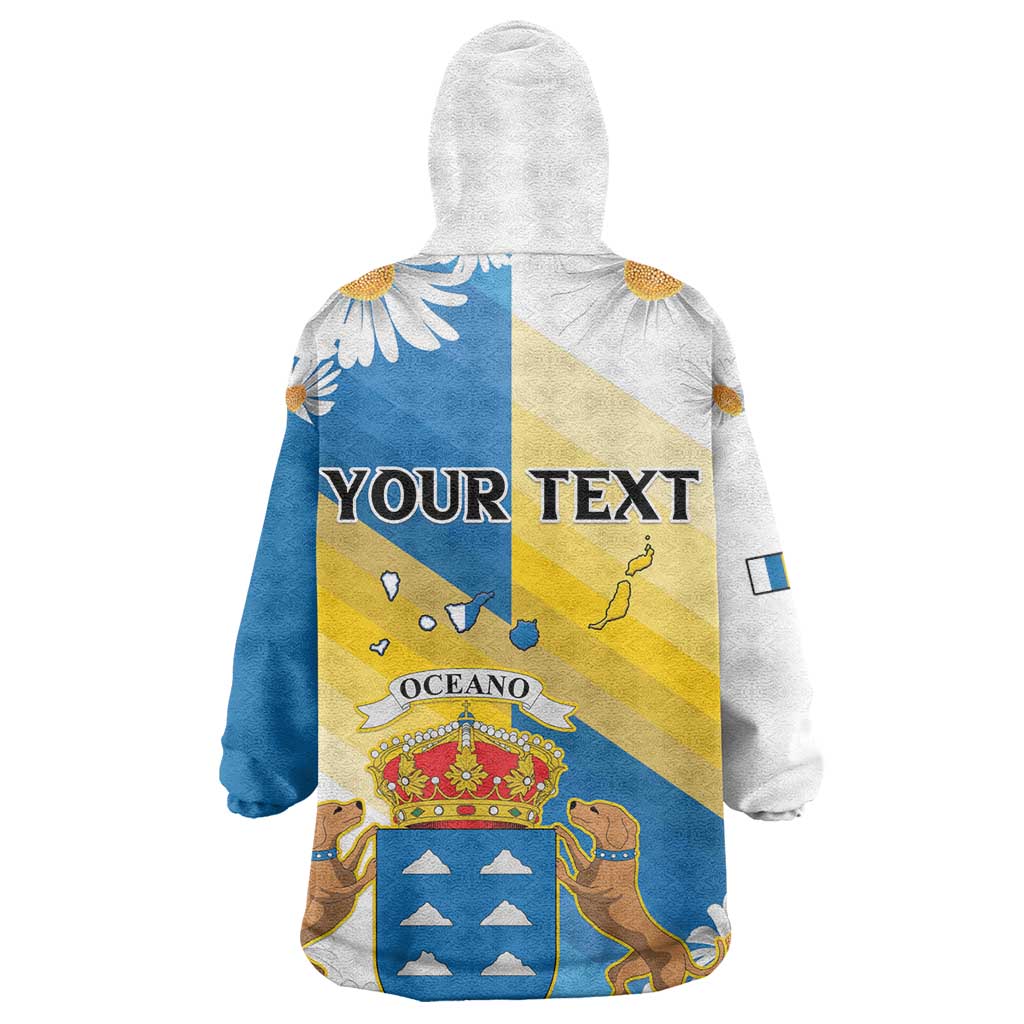 Personalized Canary Islands Wearable Blanket Hoodie Coat Of Arms Argyranthemum Frutescens LT15