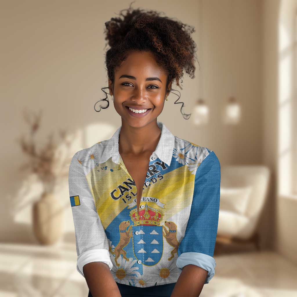 Personalized Canary Islands Women Casual Shirt Coat Of Arms Argyranthemum Frutescens LT15