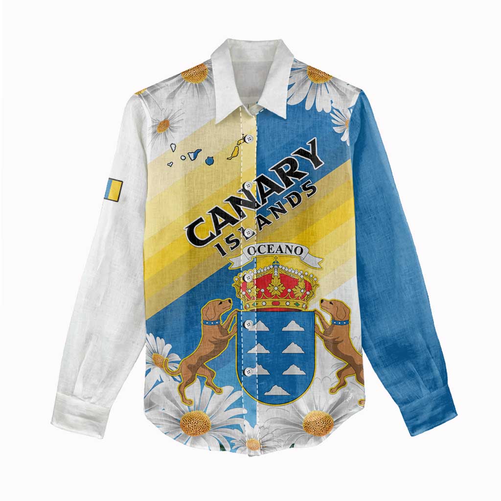 Personalized Canary Islands Women Casual Shirt Coat Of Arms Argyranthemum Frutescens LT15