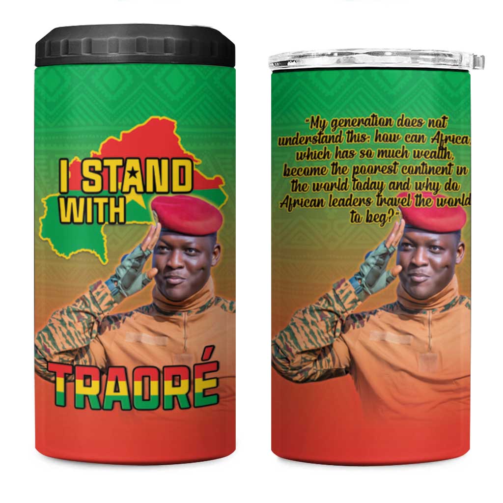 Burkina Faso I Stand With Traore 4 in 1 Can Cooler Tumbler African Pattern LT15
