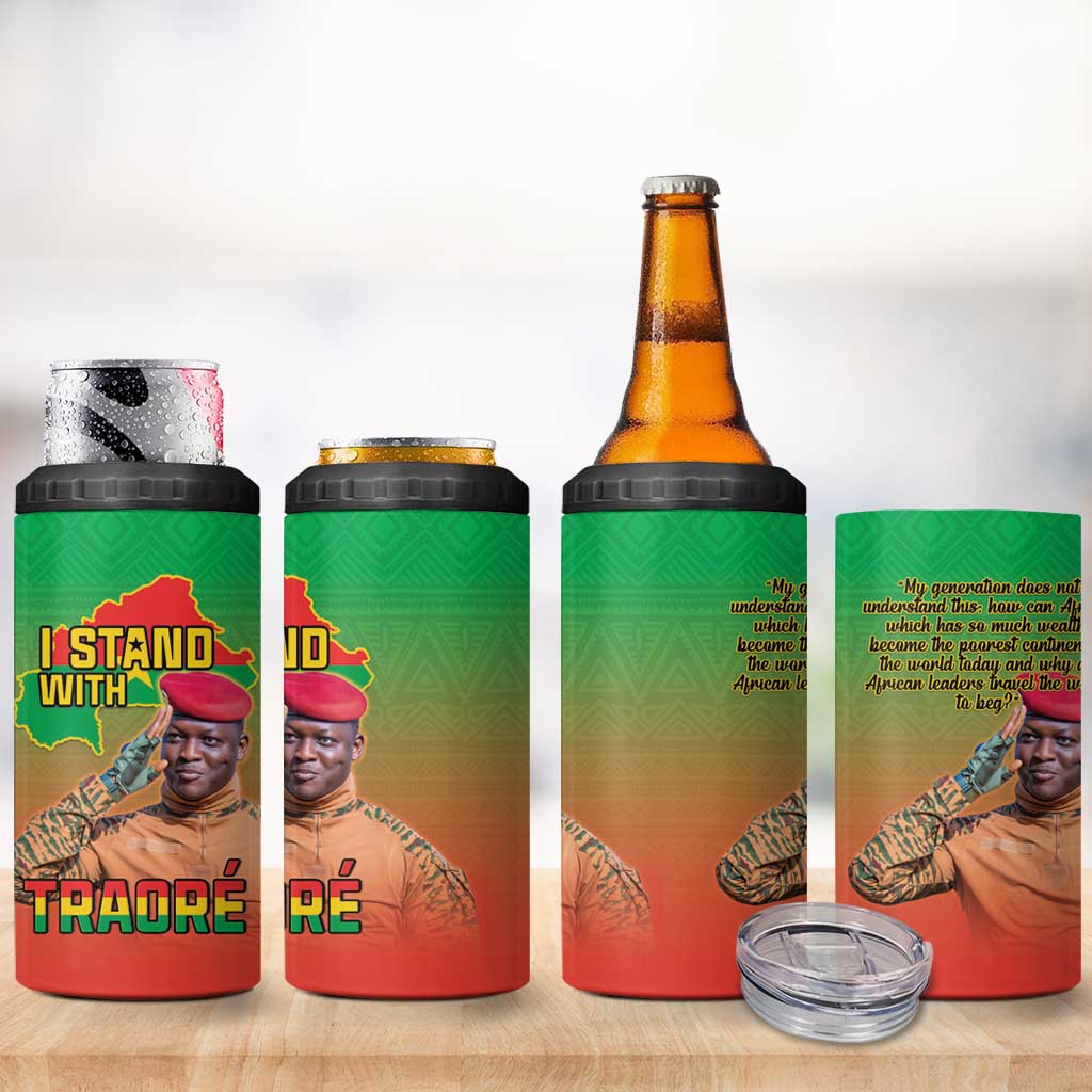 Burkina Faso I Stand With Traore 4 in 1 Can Cooler Tumbler African Pattern LT15