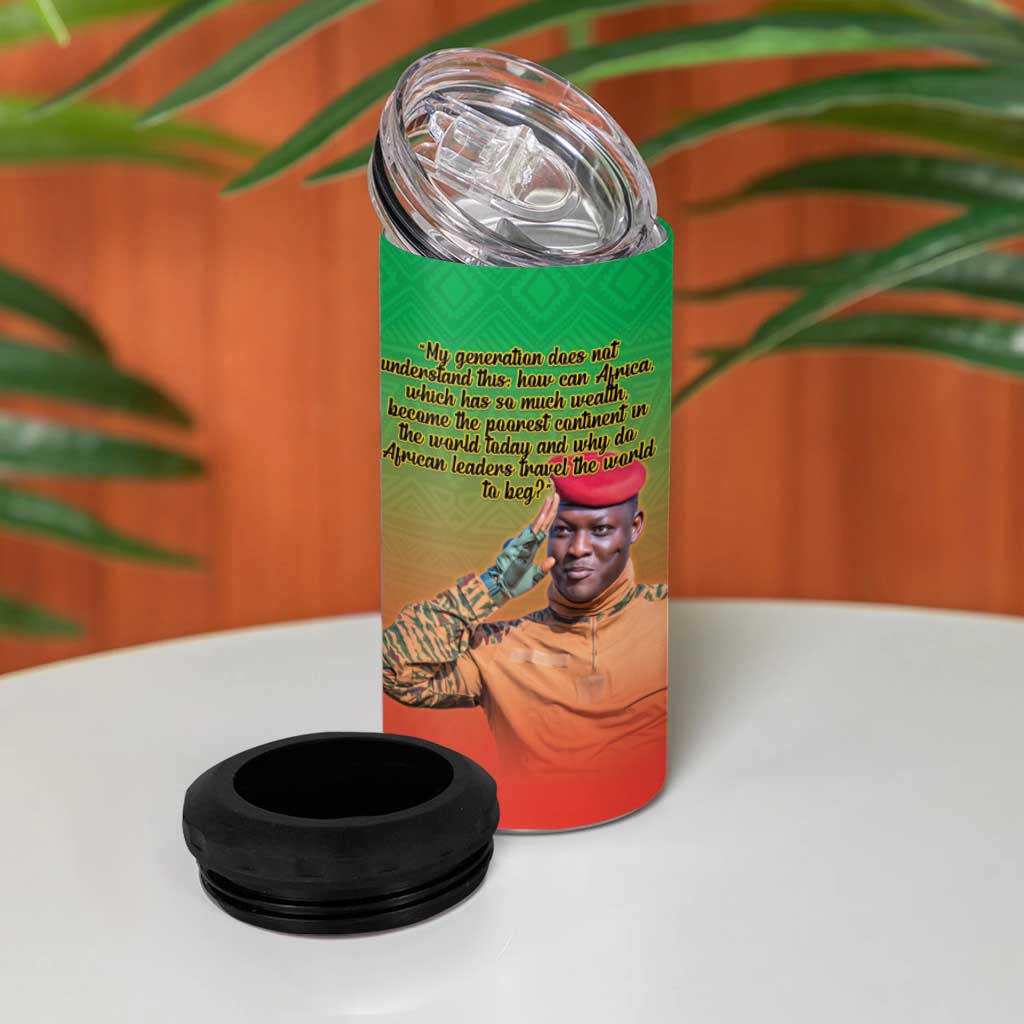 Burkina Faso I Stand With Traore 4 in 1 Can Cooler Tumbler African Pattern LT15