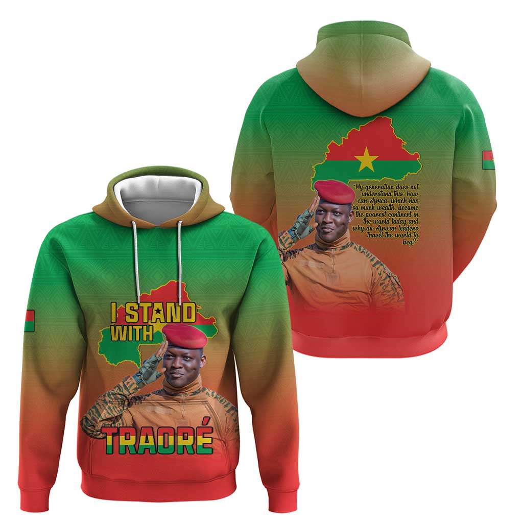 I Stand With Traore Hoodie Burkina Faso Flag Map - African Pattern LT15