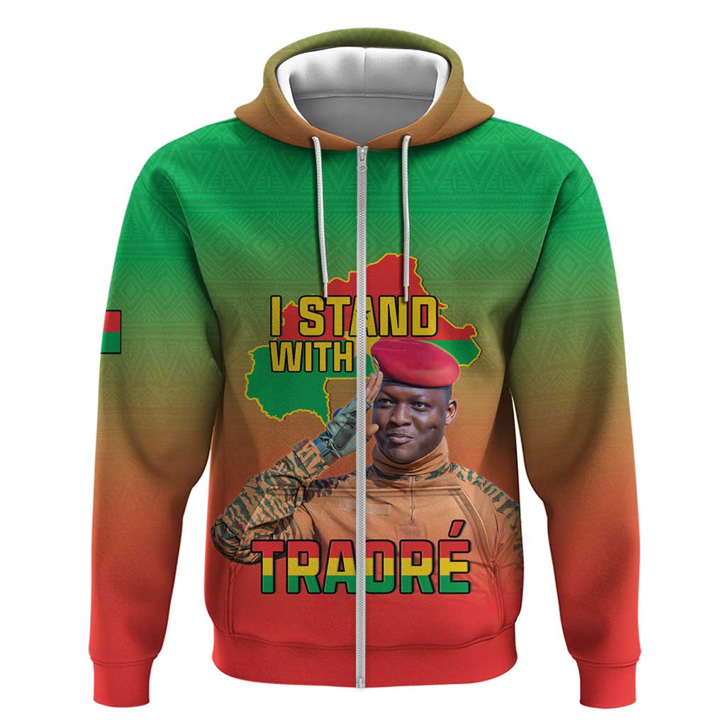 I Stand With Traore Hoodie Burkina Faso Flag Map - African Pattern LT15
