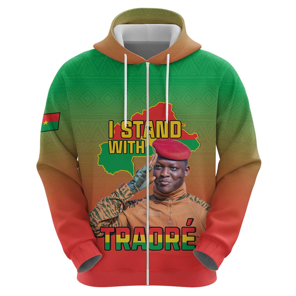 I Stand With Traore Hoodie Burkina Faso Flag Map - African Pattern LT15