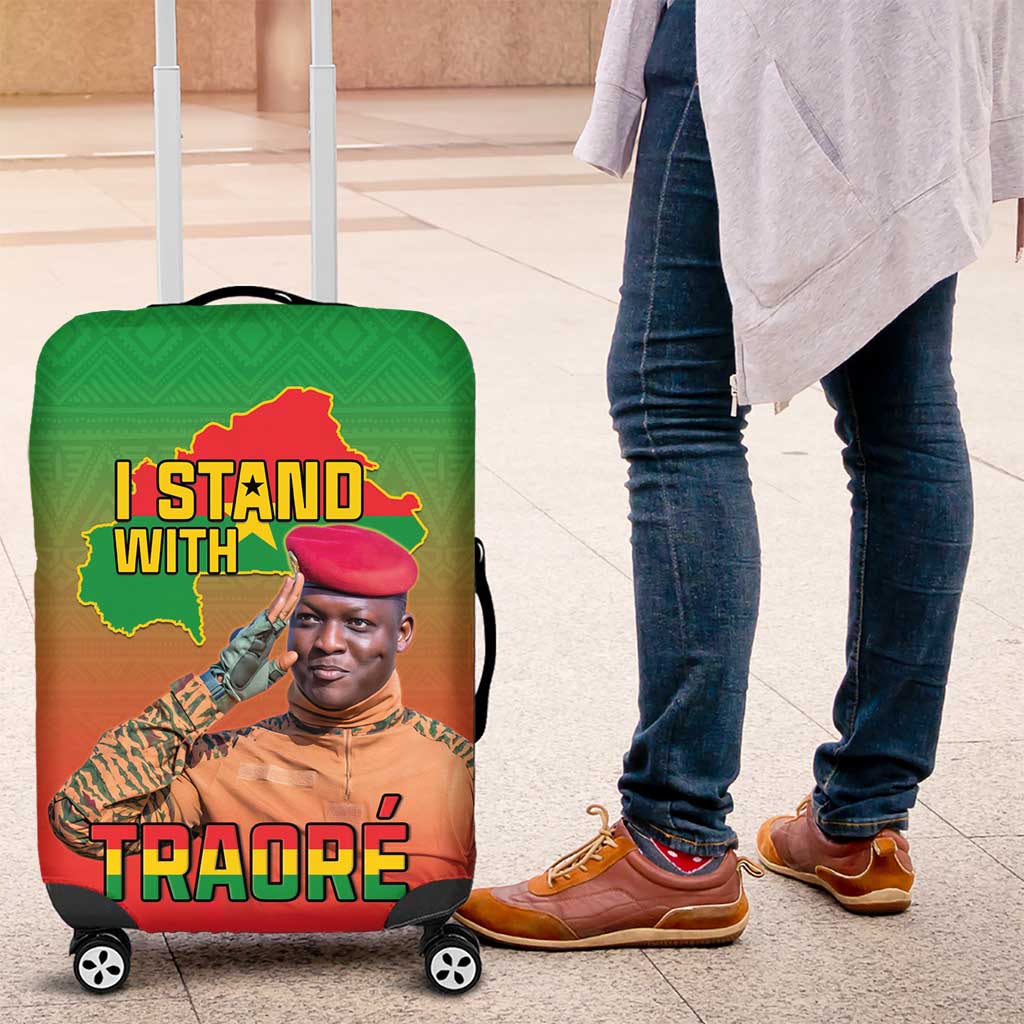 I Stand With Traore Luggage Cover Burkina Faso Flag Map - African Pattern LT15