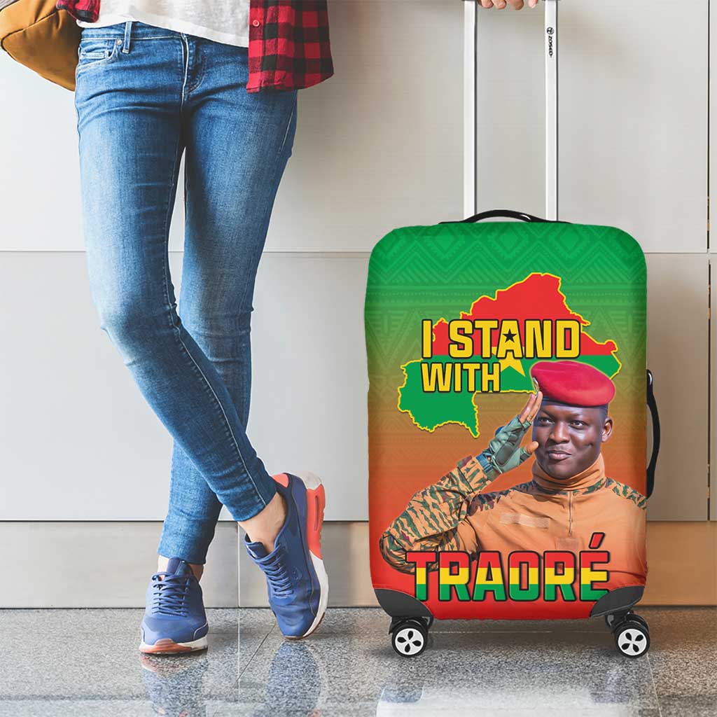 I Stand With Traore Luggage Cover Burkina Faso Flag Map - African Pattern LT15