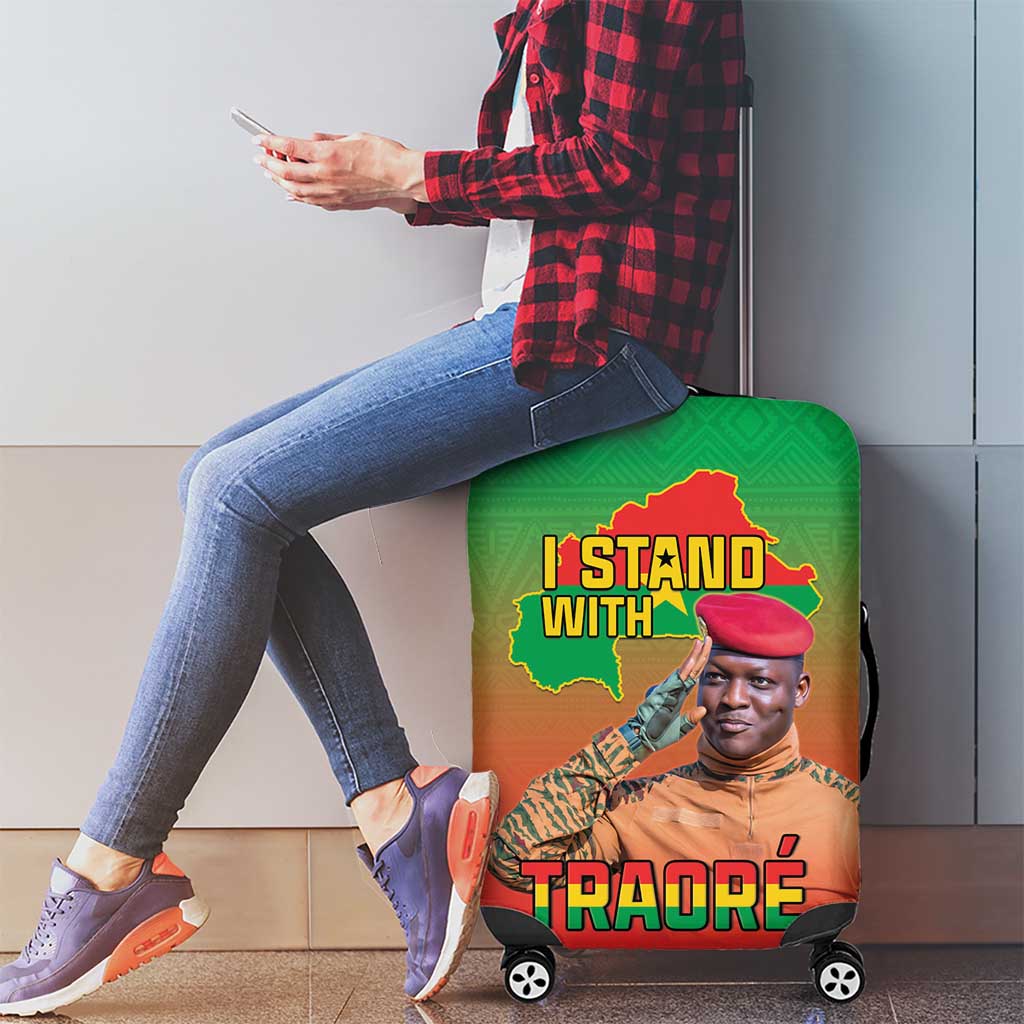 I Stand With Traore Luggage Cover Burkina Faso Flag Map - African Pattern LT15