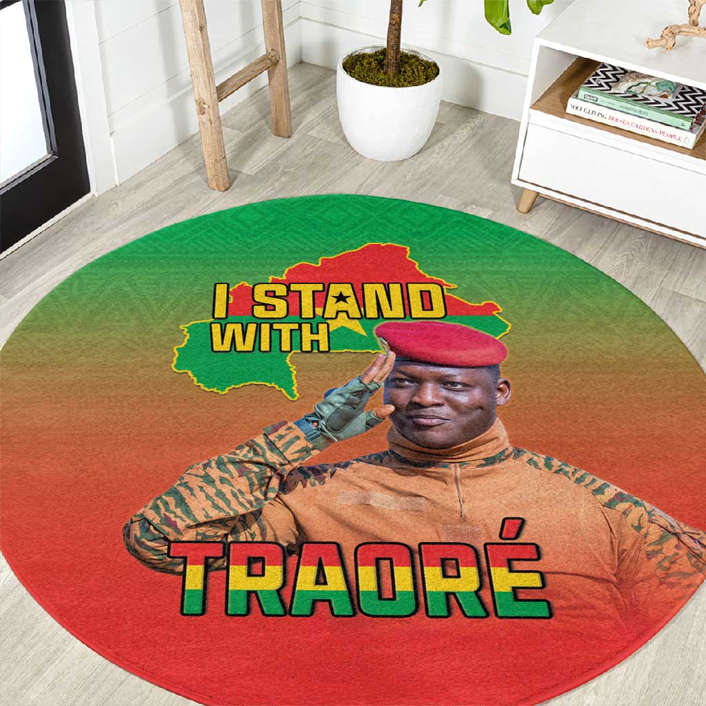 Burkina Faso I Stand With Traore Round Carpet African Pattern LT15