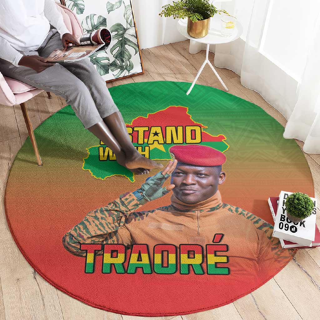 Burkina Faso I Stand With Traore Round Carpet African Pattern LT15