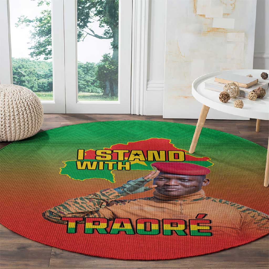 Burkina Faso I Stand With Traore Round Carpet African Pattern LT15