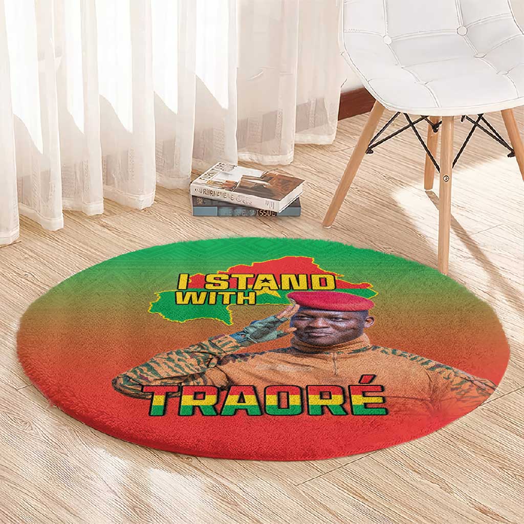 Burkina Faso I Stand With Traore Round Carpet African Pattern LT15