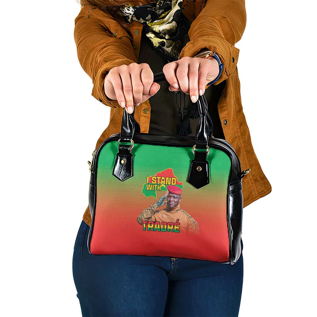 I Stand With Traore Shoulder Handbag Burkina Faso Flag Map - African Pattern LT15