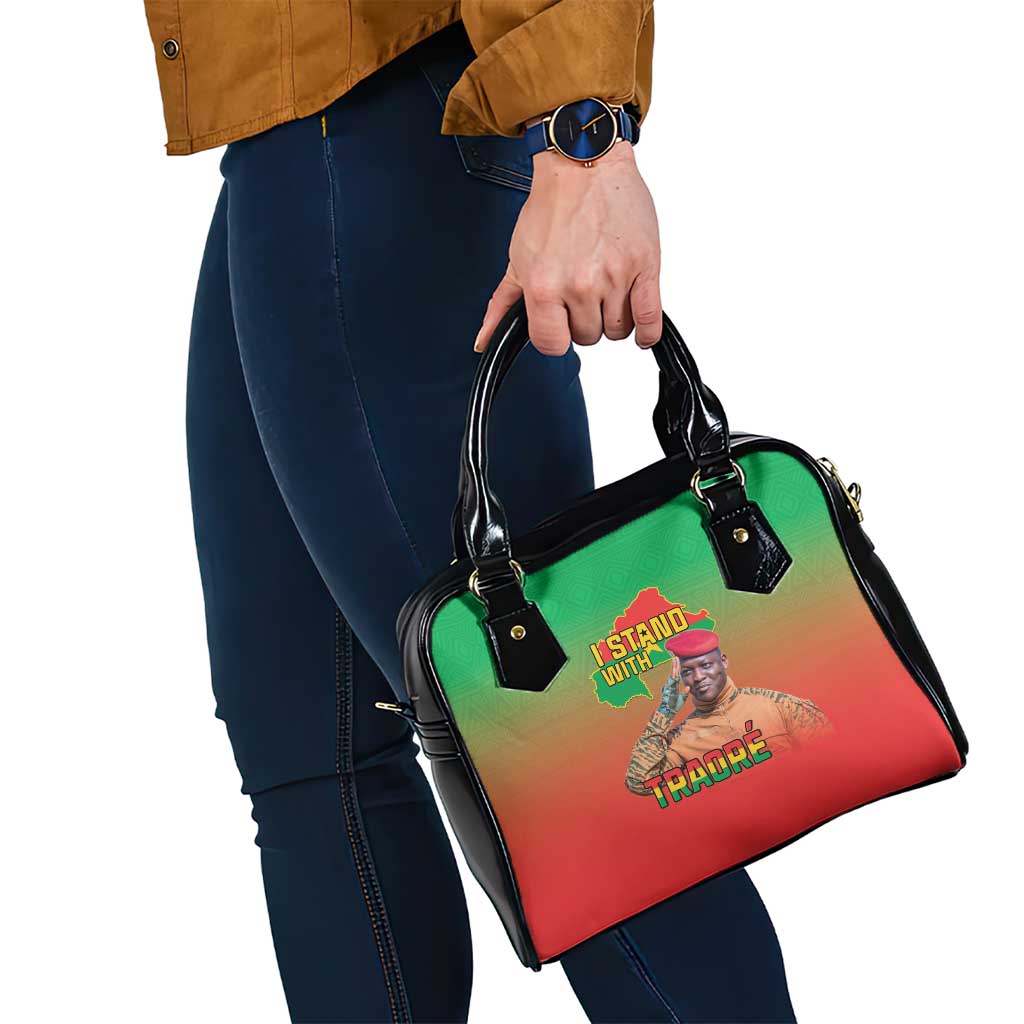I Stand With Traore Shoulder Handbag Burkina Faso Flag Map - African Pattern LT15