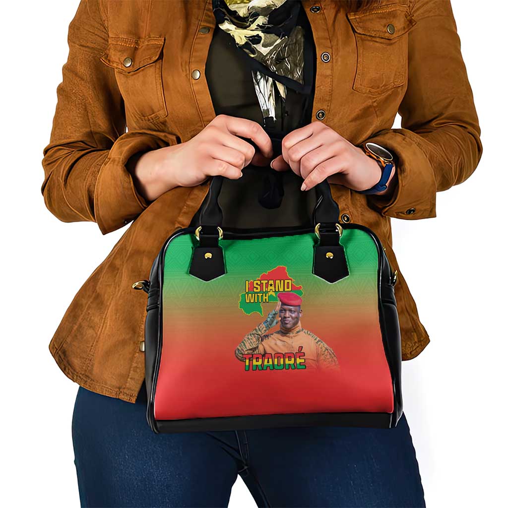 I Stand With Traore Shoulder Handbag Burkina Faso Flag Map - African Pattern LT15