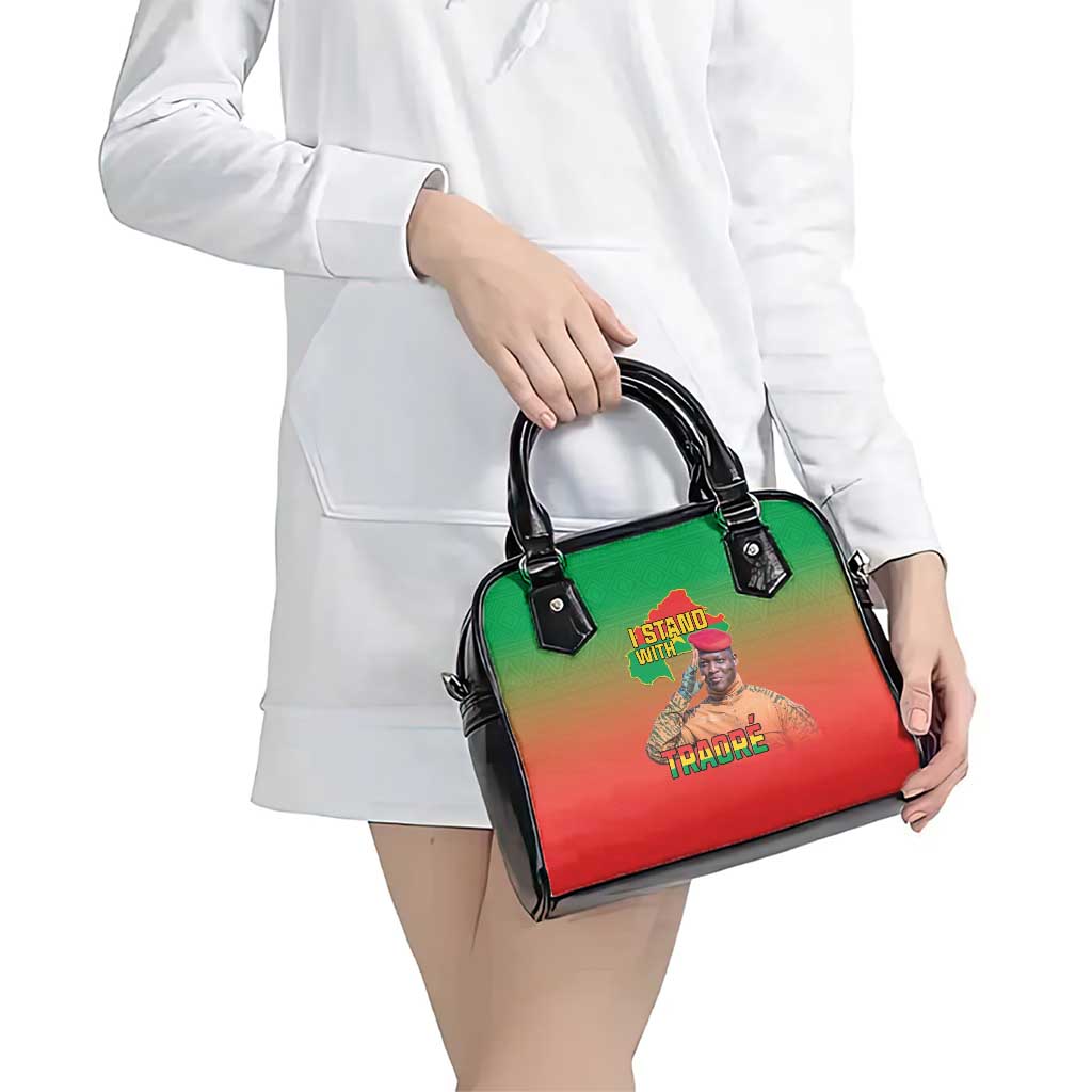 I Stand With Traore Shoulder Handbag Burkina Faso Flag Map - African Pattern LT15