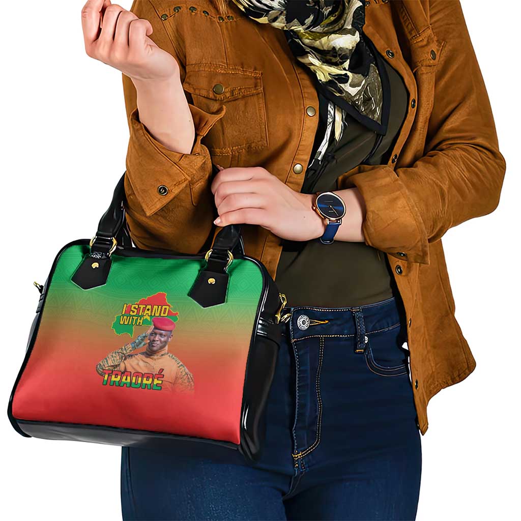 I Stand With Traore Shoulder Handbag Burkina Faso Flag Map - African Pattern LT15