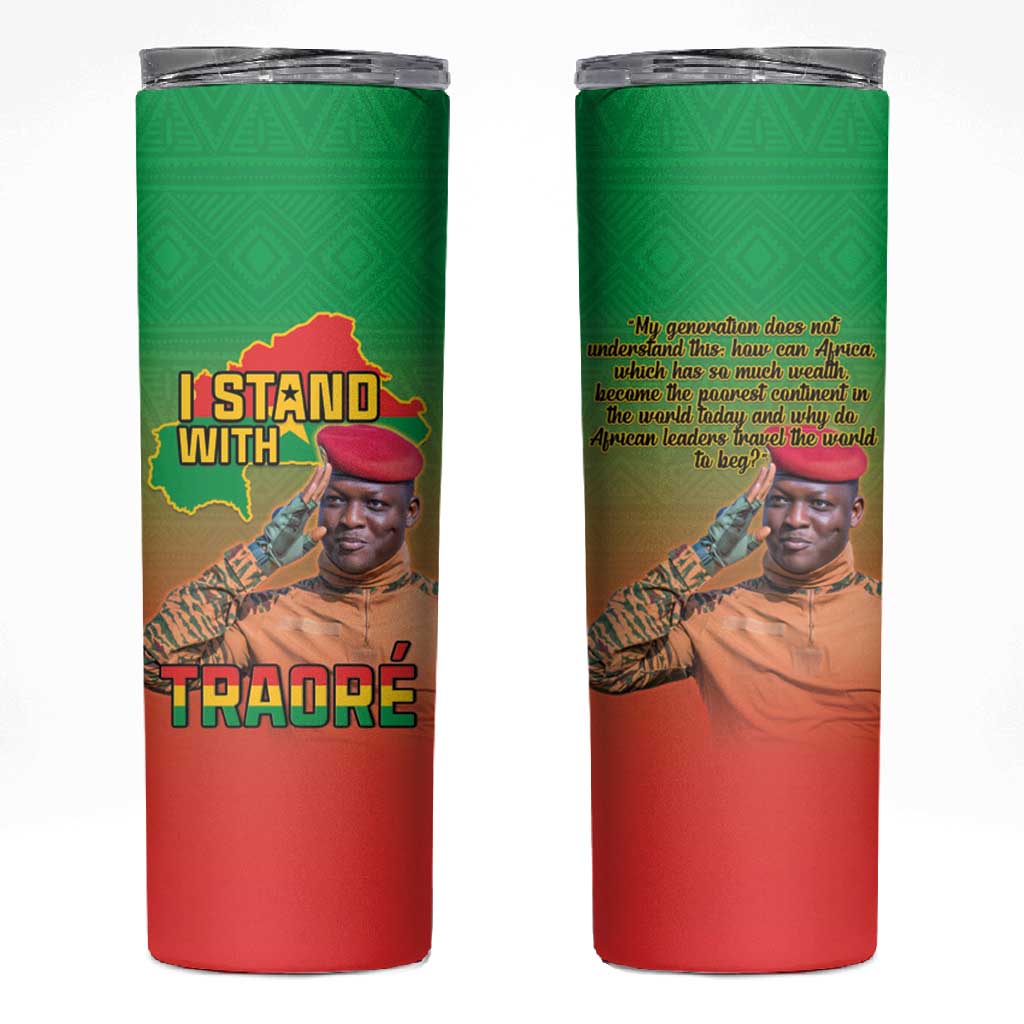 Burkina Faso I Stand With Traore Skinny Tumbler African Pattern LT15