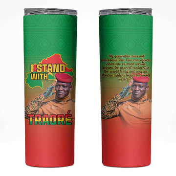 Burkina Faso I Stand With Traore Skinny Tumbler African Pattern LT15