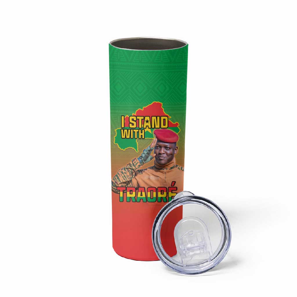 Burkina Faso I Stand With Traore Skinny Tumbler African Pattern LT15