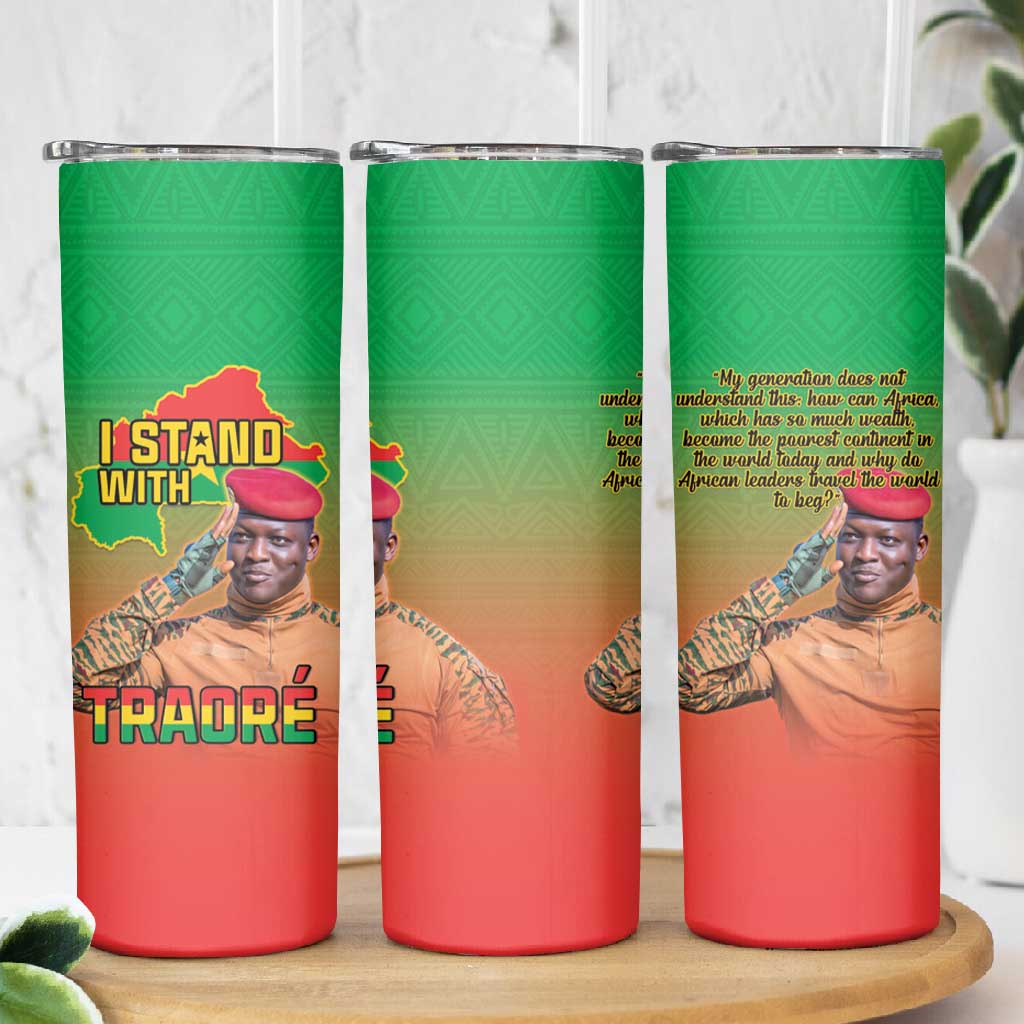 Burkina Faso I Stand With Traore Skinny Tumbler African Pattern LT15