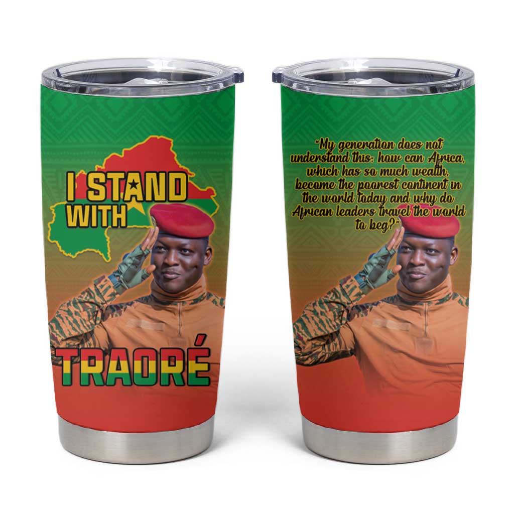 Burkina Faso I Stand With Traore Tumbler Cup African Pattern LT15
