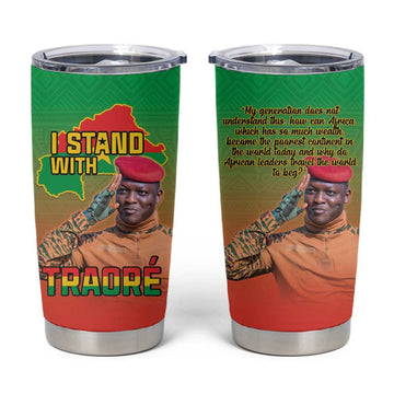 Burkina Faso I Stand With Traore Tumbler Cup African Pattern LT15