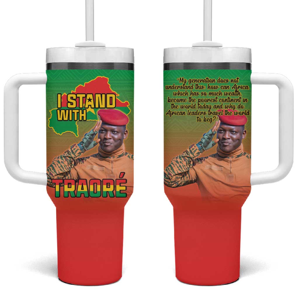 Burkina Faso I Stand With Traore Tumbler With Handle African Pattern LT15