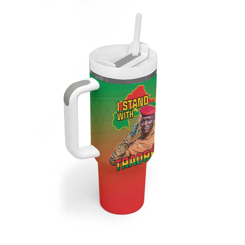 Burkina Faso I Stand With Traore Tumbler With Handle African Pattern LT15