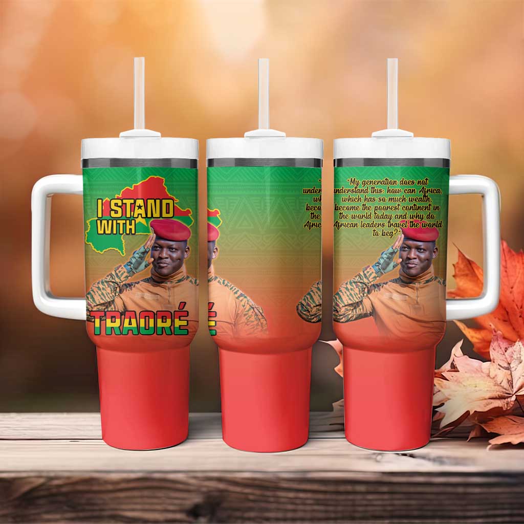 Burkina Faso I Stand With Traore Tumbler With Handle African Pattern LT15