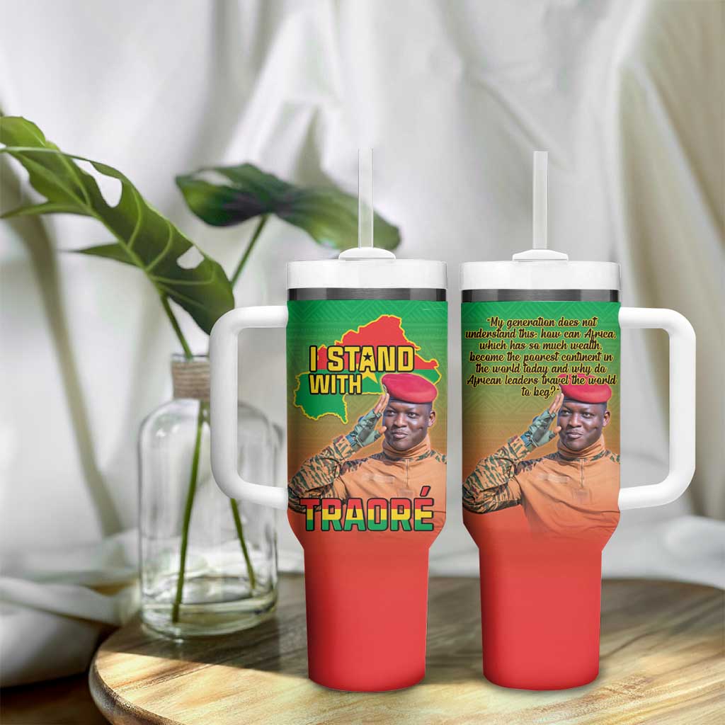 Burkina Faso I Stand With Traore Tumbler With Handle African Pattern LT15
