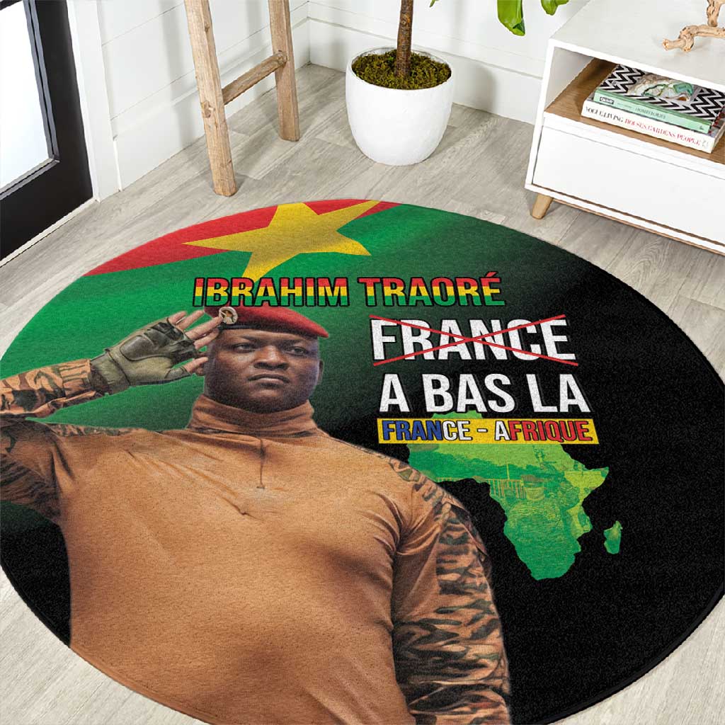 Traore Burkina Faso A Bas La Francafrique Round Carpet LT15