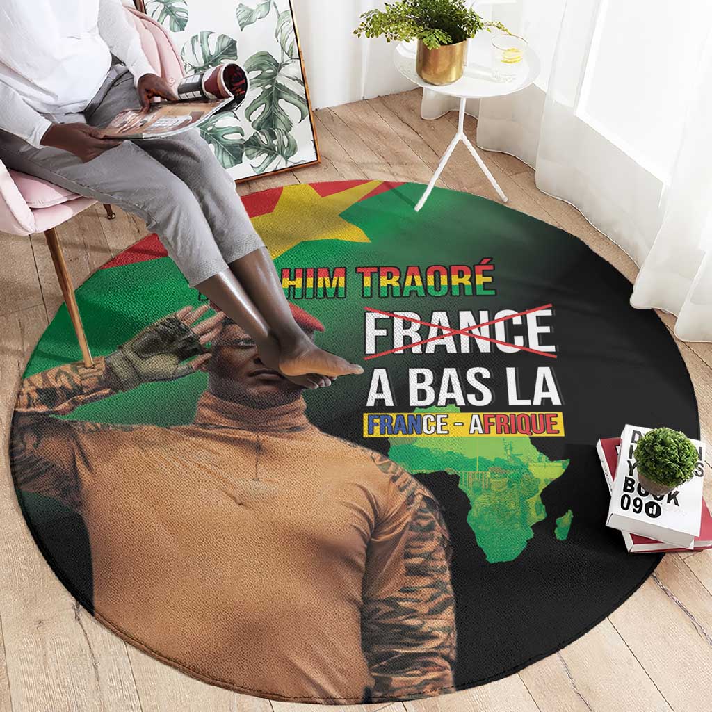 Traore Burkina Faso A Bas La Francafrique Round Carpet LT15