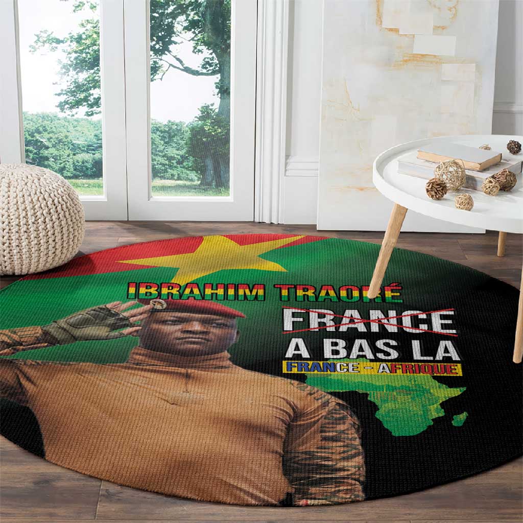 Traore Burkina Faso A Bas La Francafrique Round Carpet LT15