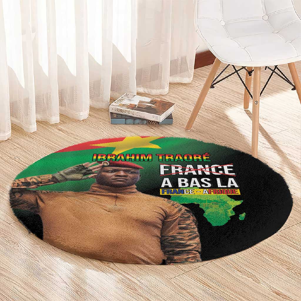 Traore Burkina Faso A Bas La Francafrique Round Carpet LT15