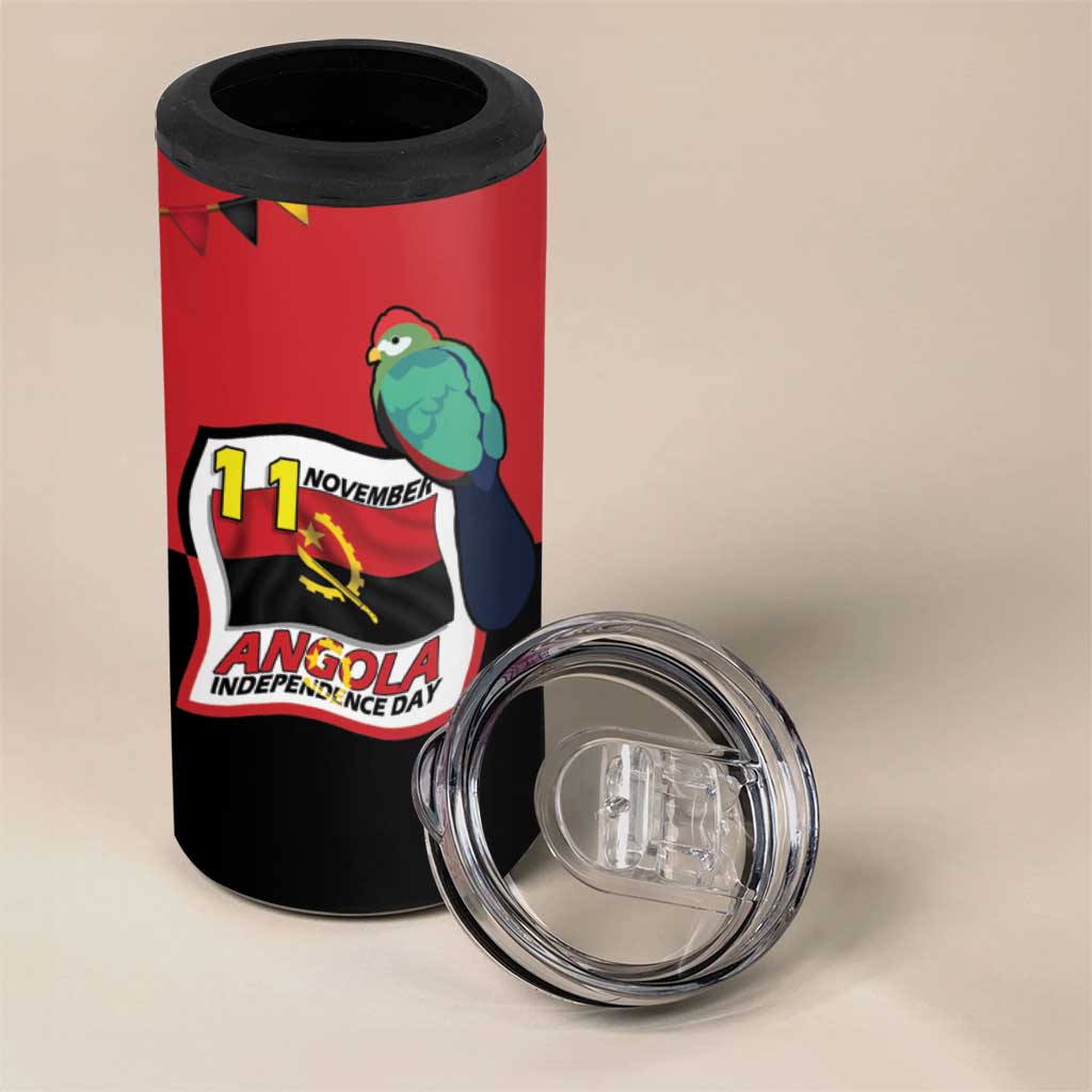 Happy Angola Independence Day 4 in 1 Can Cooler Tumbler With Red-crested Turaco LT15