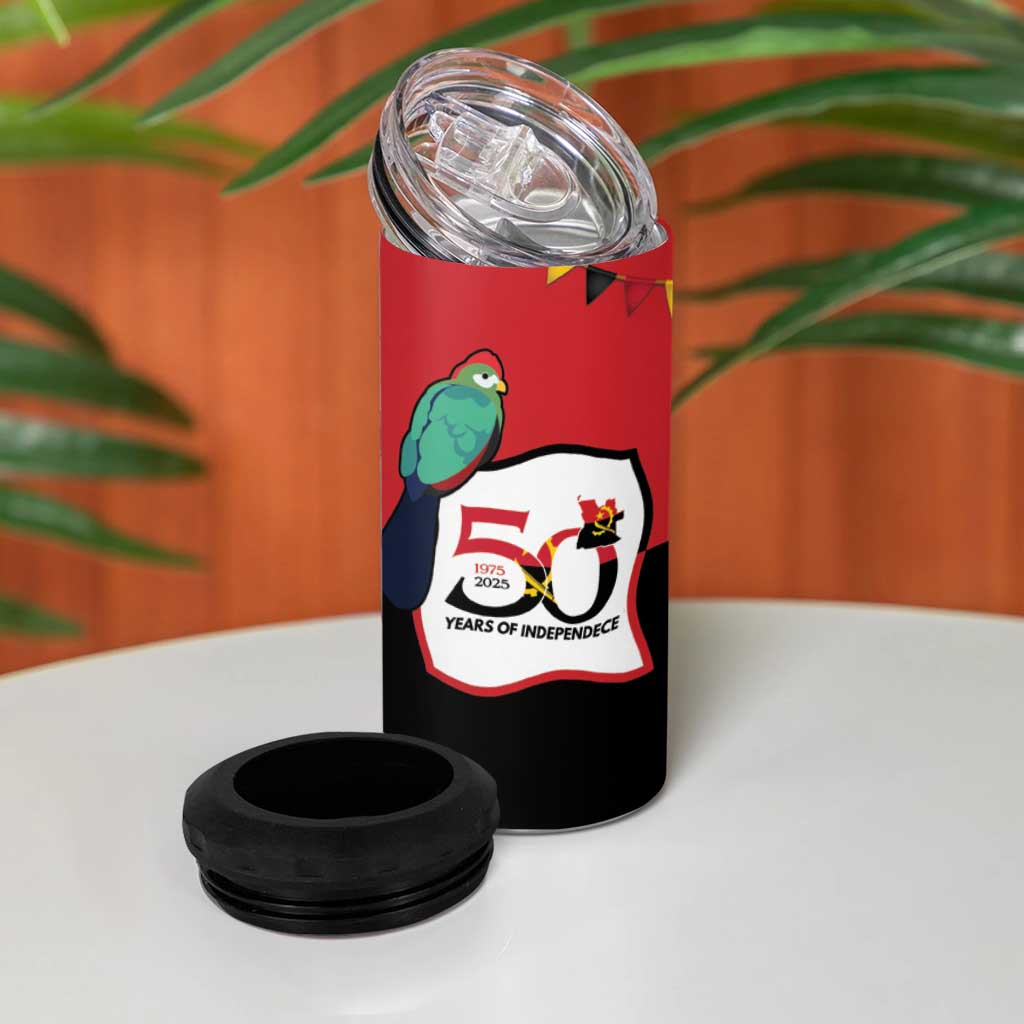 Happy Angola Independence Day 4 in 1 Can Cooler Tumbler With Red-crested Turaco LT15
