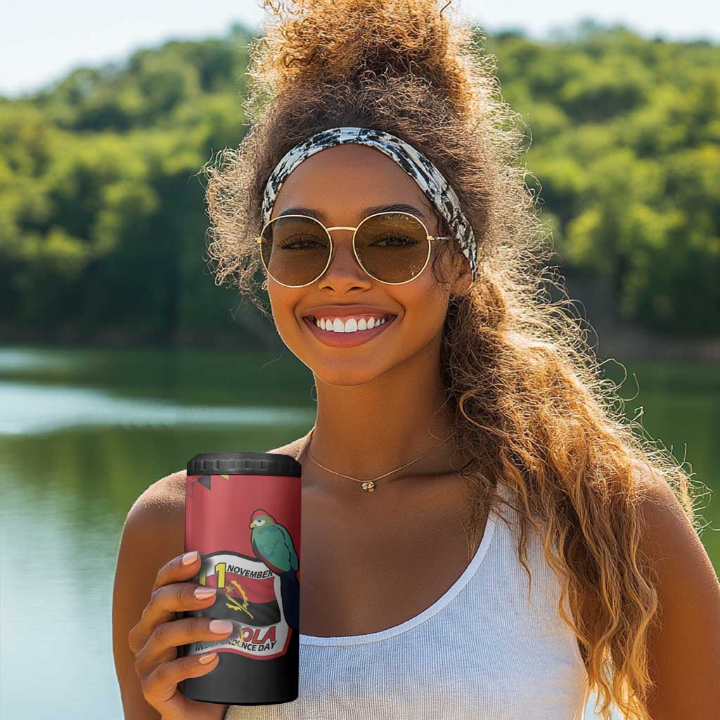 Happy Angola Independence Day 4 in 1 Can Cooler Tumbler With Red-crested Turaco LT15