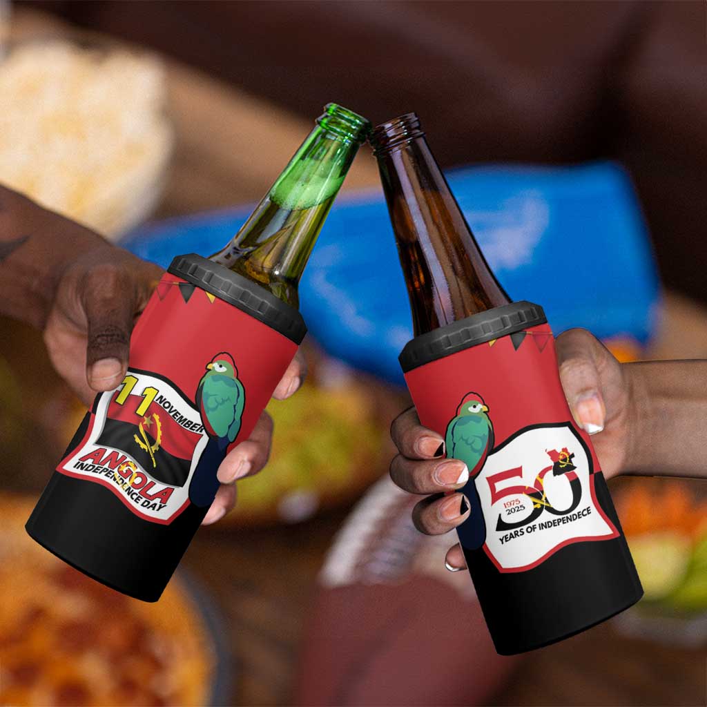 Happy Angola Independence Day 4 in 1 Can Cooler Tumbler With Red-crested Turaco LT15