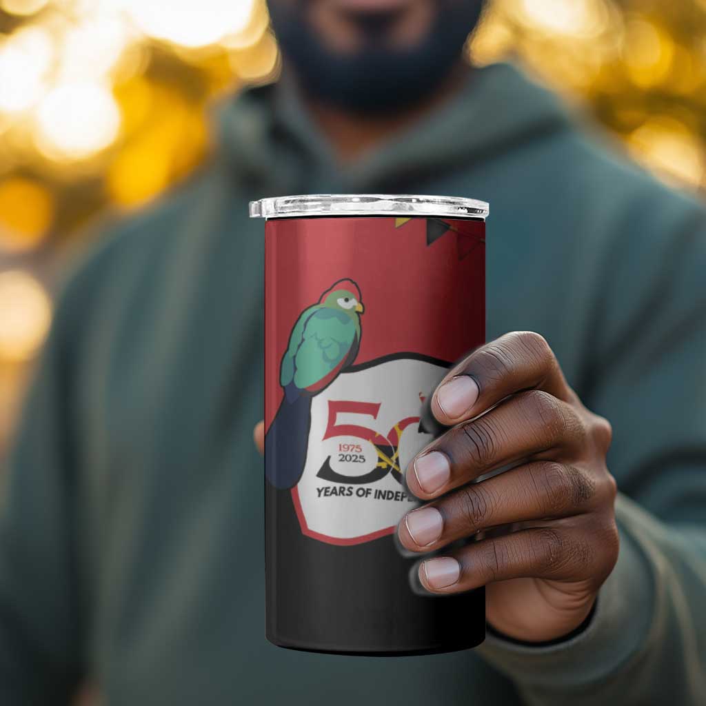 Happy Angola Independence Day 4 in 1 Can Cooler Tumbler With Red-crested Turaco LT15