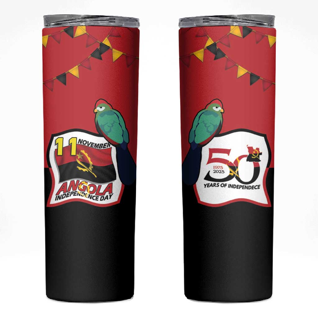 Happy Angola Independence Day Skinny Tumbler With Red-crested Turaco LT15
