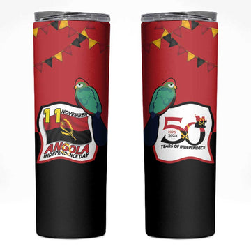Happy Angola Independence Day Skinny Tumbler With Red-crested Turaco LT15