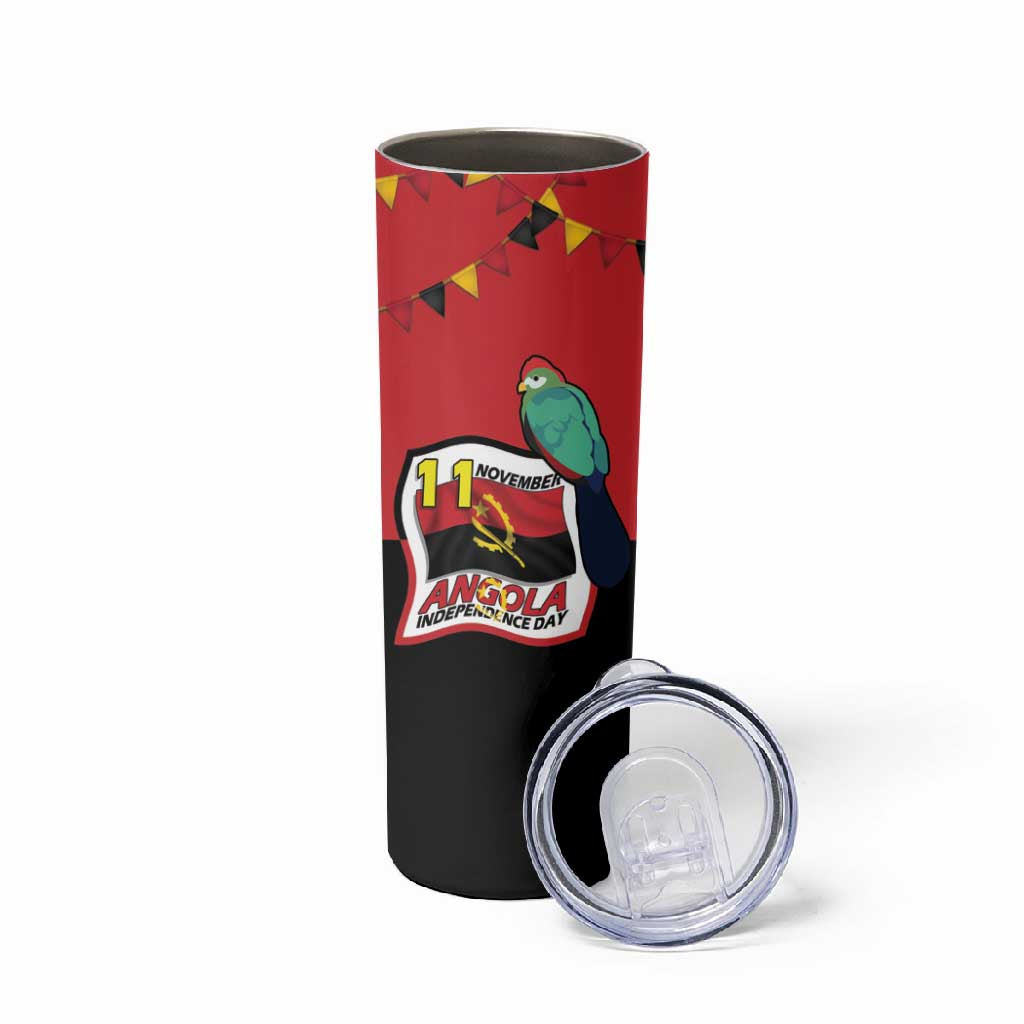 Happy Angola Independence Day Skinny Tumbler With Red-crested Turaco LT15