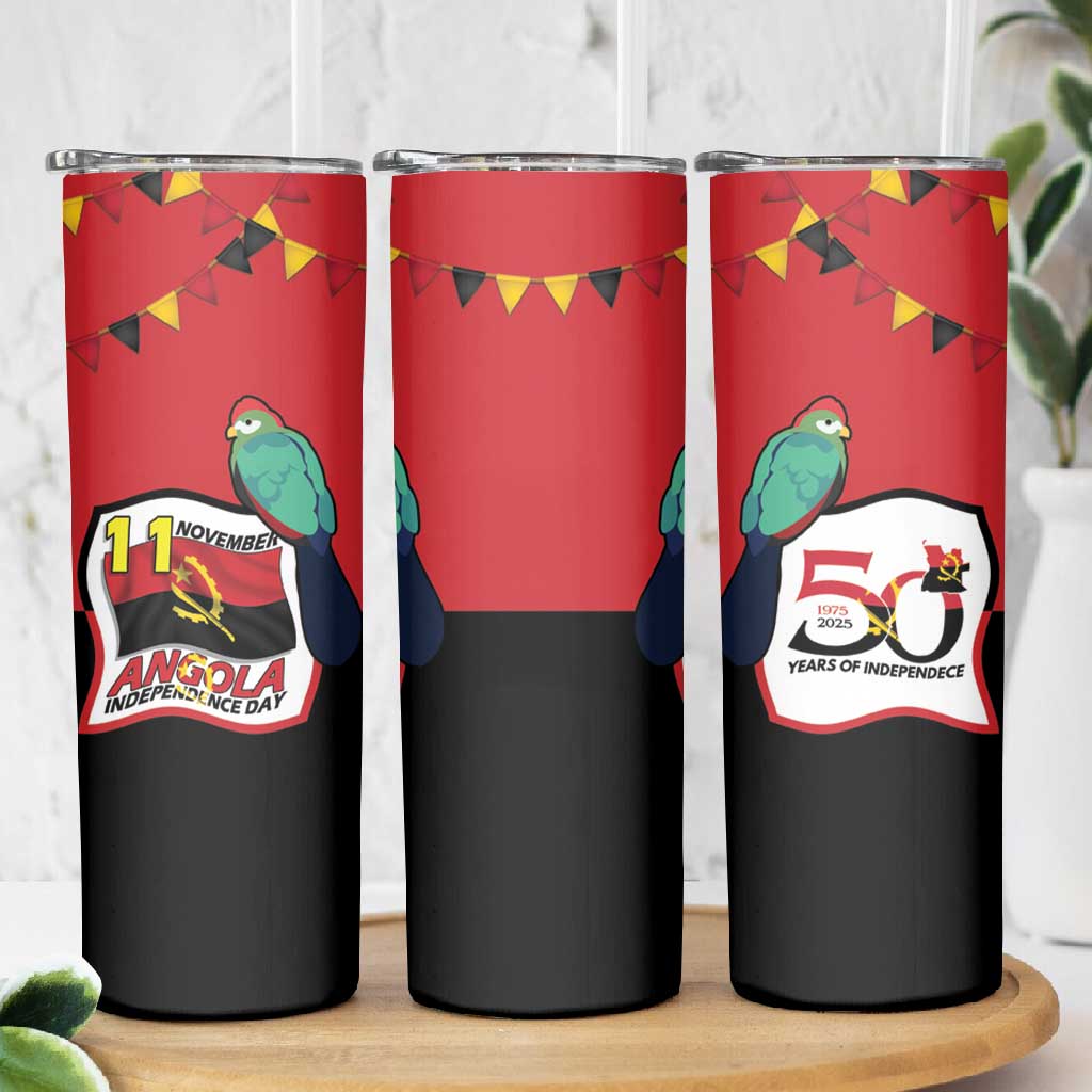 Happy Angola Independence Day Skinny Tumbler With Red-crested Turaco LT15