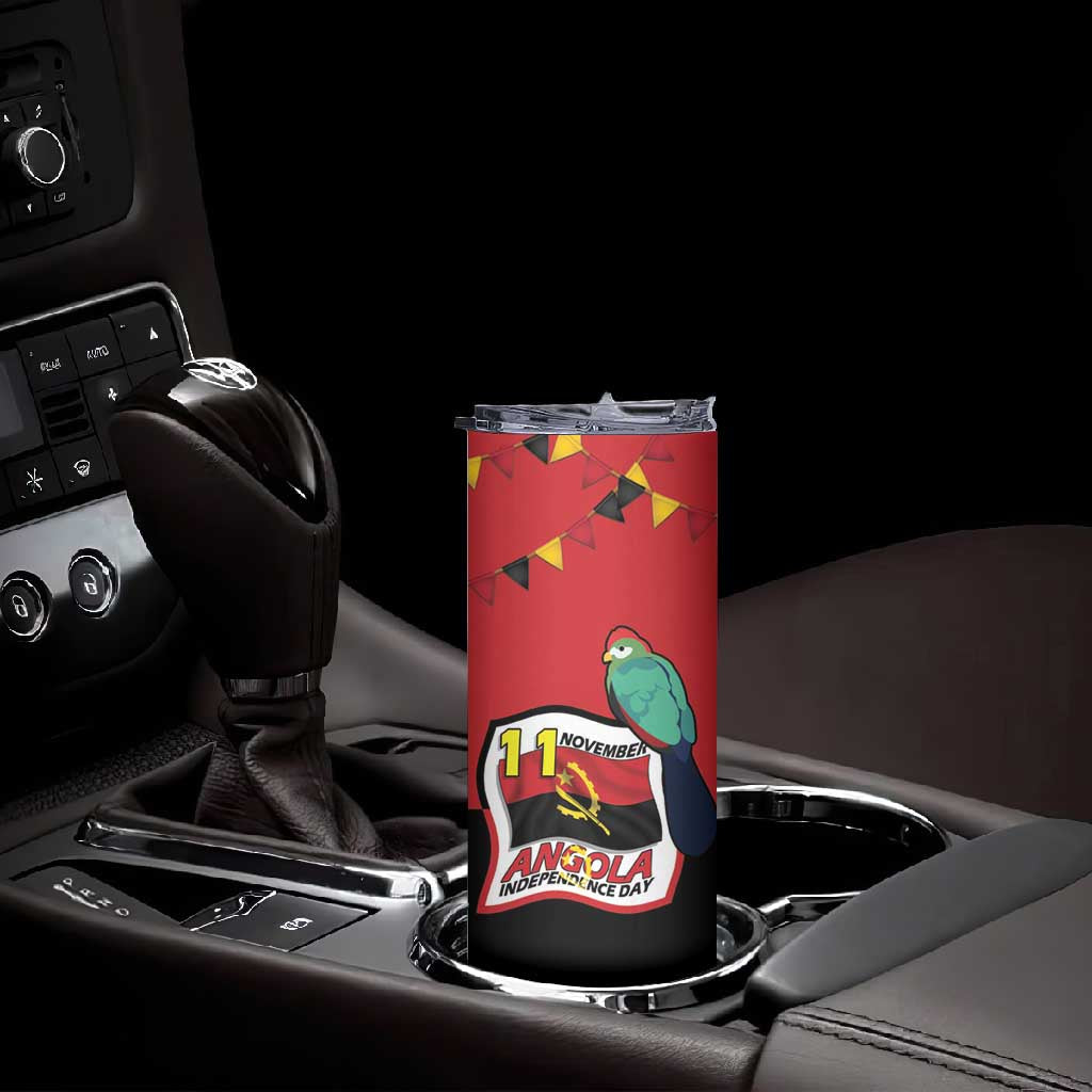 Happy Angola Independence Day Skinny Tumbler With Red-crested Turaco LT15